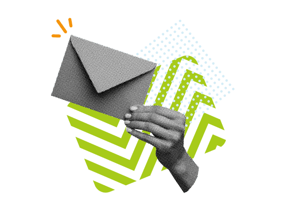 envelope with hand